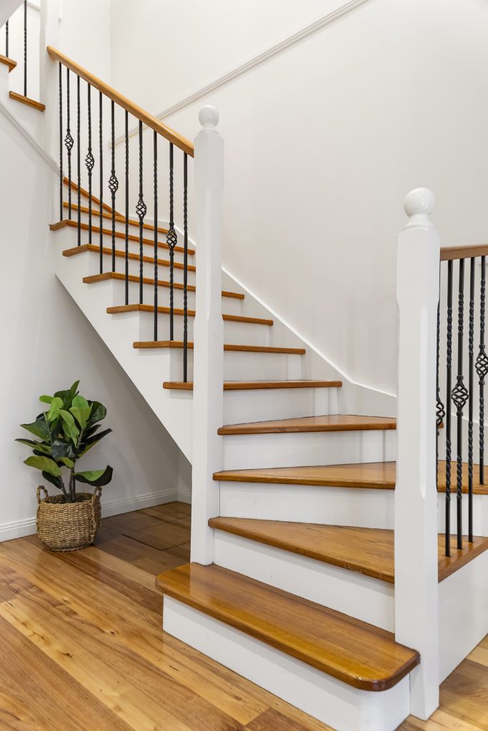 white wooden staircase 