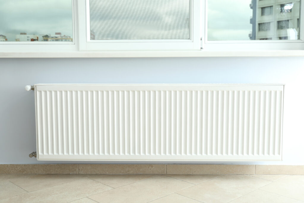 white radiator on a wall